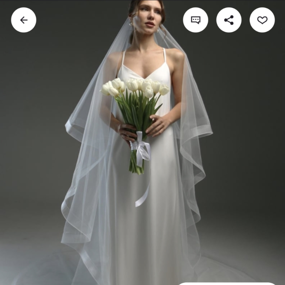 2 tier wedding veil white